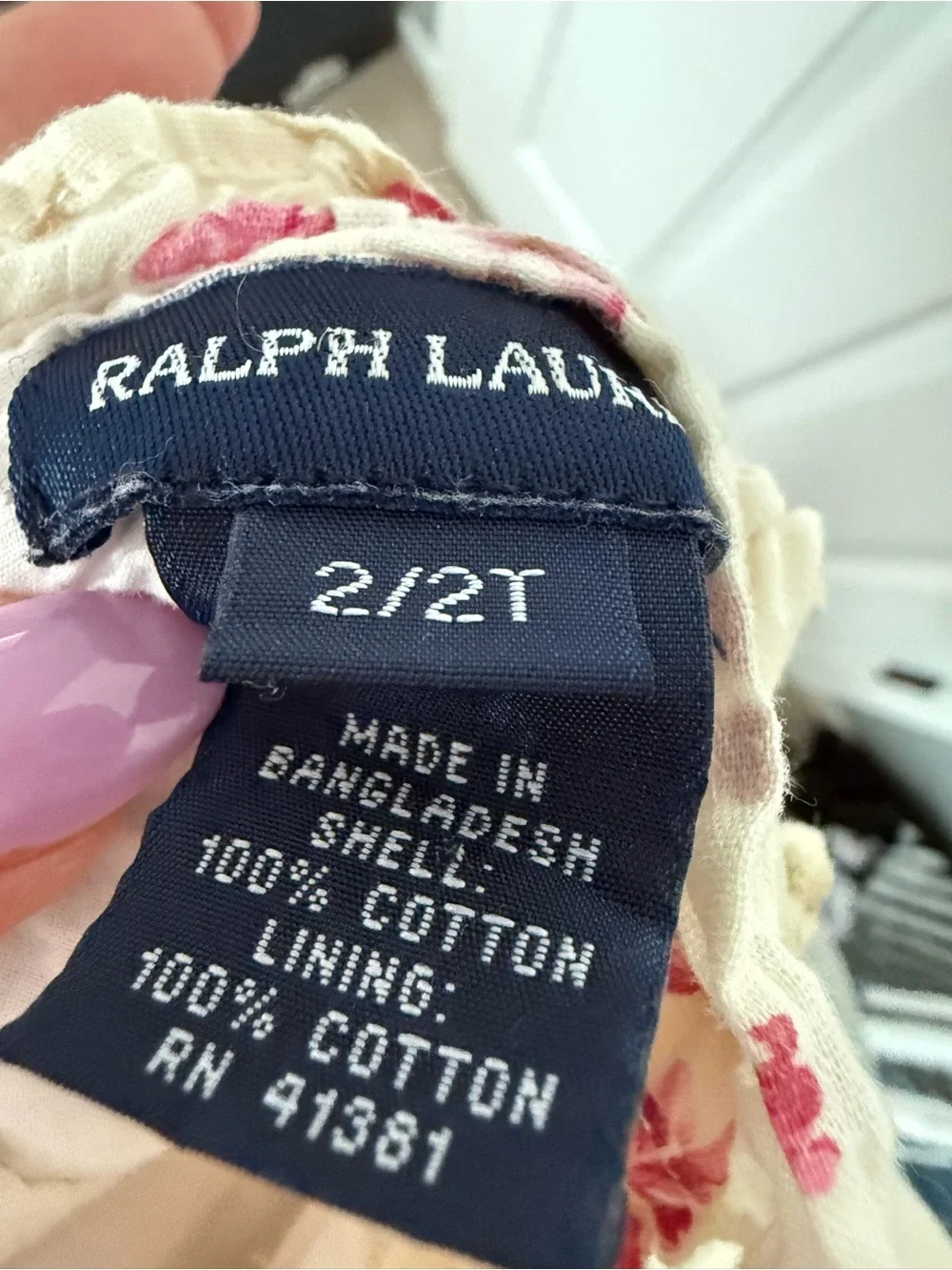 Ralph Lauren cream floral dress- 100% cotton- size 2t